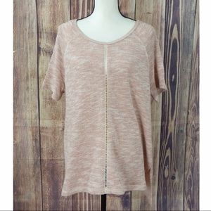 Kori America Oversized Ladder Pink Heathered Top
